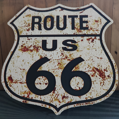 4-color hueforge route 66 rusty sign by avdh 1983 art 2d route66 3d print model - Mito3D