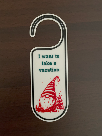 i to a vacation door hanger by mailiou art signs & logos makerworld doorhook 3d print model - Mito3D