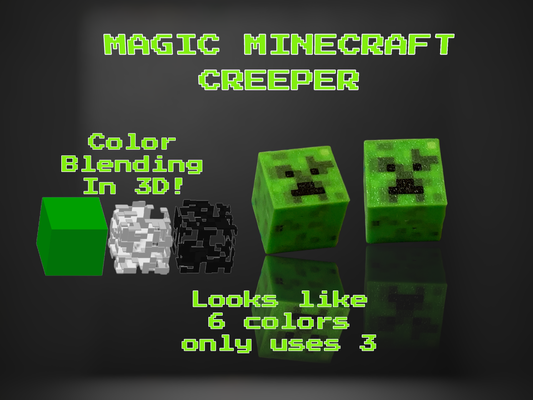 magic minecraft creeper - 3d color blending by lilac rage miniatures creatures filament steve craft videogame video game proof of concept painted model blend technique method shading shade tint tone hue 3d print model - Mito3D