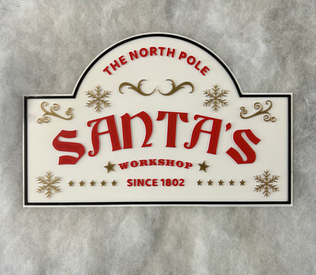 santa workshop sign by slowpoke's household decor contest christmas decorations noel north pole multi color festive jolly 3d print model - Mito3D