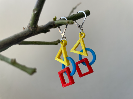 bauhaus earrings by 3dprintsmom fashion multi color 3d print model - Mito3D