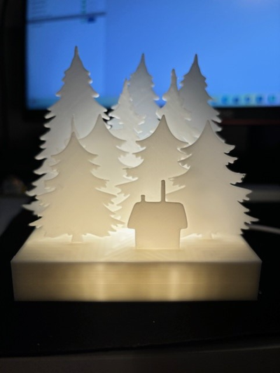 casa in boschi 2 0 guidato lampada kit 001 natale decorazione by vecchio 3d domestico festività paesaggio 3d print model - Mito3D
