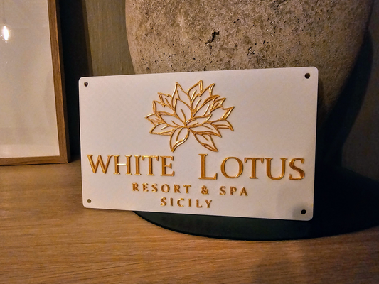 bianca loto spa ricorrere cartello by noril arte segni loghi thewhitelotus hbo bianco programma televisivo italia sicilia oro 3d print model - Mito3D