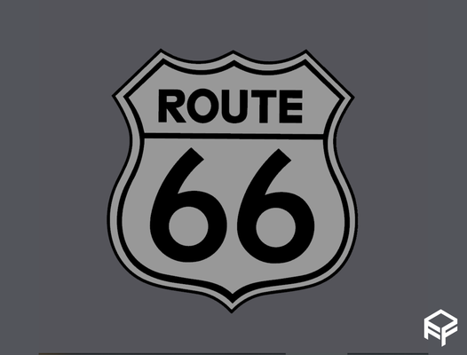 rota 66 placa by ff3d makes arte sinais logotipos makerlab route66 eua estrada 3d print model - Mito3D