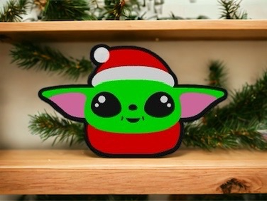 santa grogu - lightbox by love prints art models baby babygrogu mando mandolorian star wars hat christmas light seasonal 3d print model - Mito3D