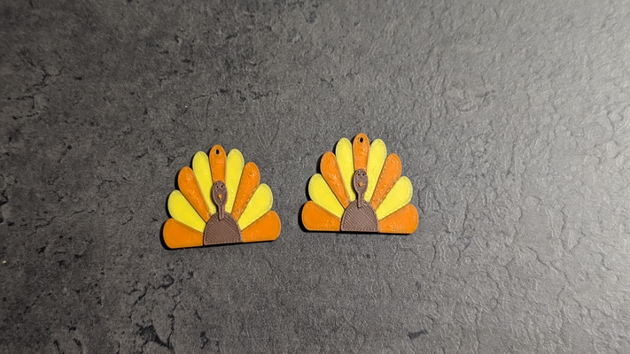 turkey earrings by minist3r fashion turkeyearring turkeyday thanksgiving 3d print model - Mito3D