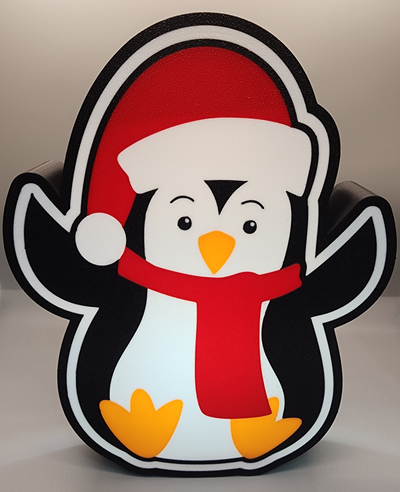 pinguim conduziu caixa luz by j3dps casa decoração natal luminária 3d print model - Mito3D