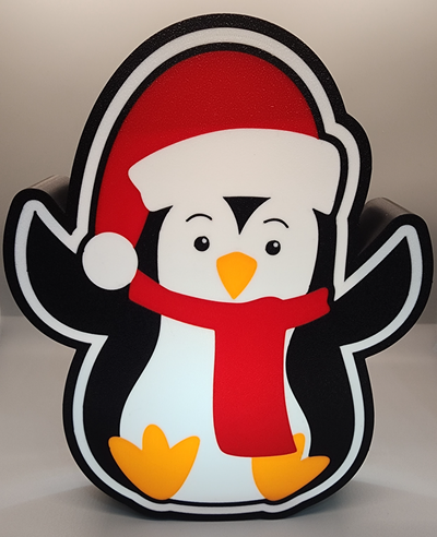 penguin led lightbox by j3dps household decor christmas light lamp 3d print model - Mito3D