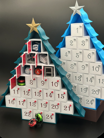 christmas tree advent calendar print-in-place doors by wwgal73 household festivities 2023 snap fit 3d print model - Mito3D