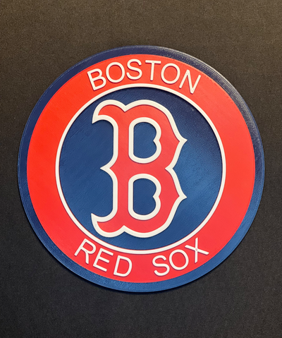 boston red sox logo wall plaque by ghengisahn art signs & logos baseball sports sign 3d print model - Mito3D