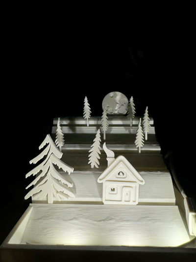 anpassbar winter hang by punny labore haushalt dekor benutzerdefiniert urlaub weihnachten haus bäume wald beleuchtung led streifen kalt schnell to drucken schnelldruck tee licht halter unterstützung 3d print model - Mito3D