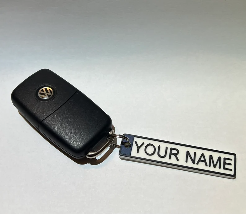 customizable licence plate key ring by 3d accessory art 2d licenceplate license keychain keyring gift car carart accessoir badge licenseplate registrationplate 3D print model - Mito3D