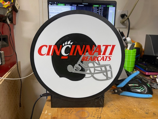 cincinnati bearcats light box by websters creations art signs & logos football boxes led sports 3d print model - Mito3D