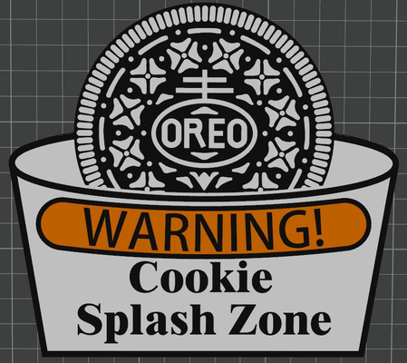 oreo dunking warning sign by cjwelcome art signs & logos makerlab cookie text christmas 3d print model - Mito3D