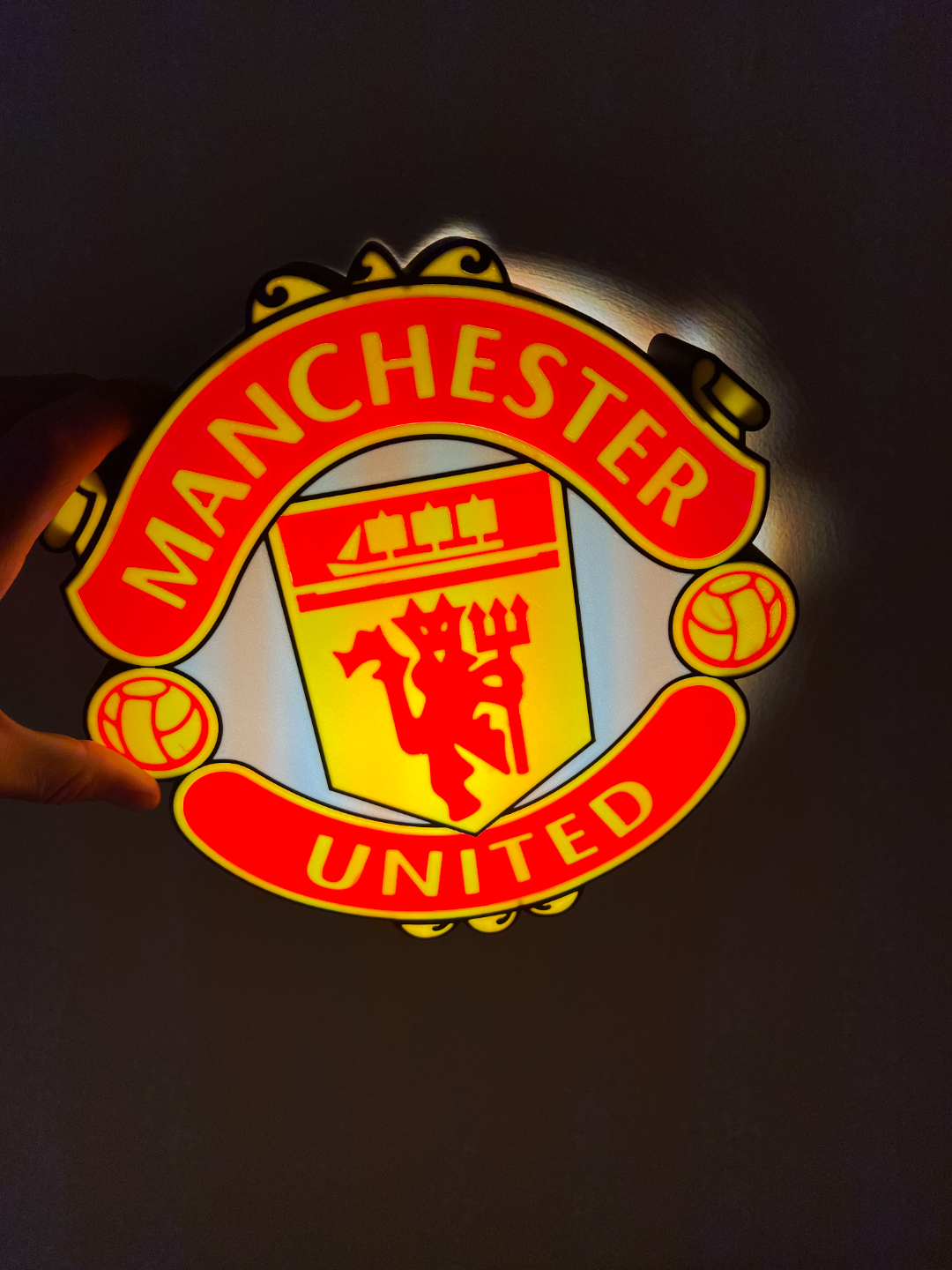 manchester unidos logotipo luz caixa by wetts 11 arte sinais logotipos futebol liga clube 3D print model - Mito3D