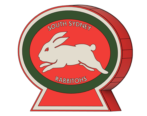 nrl lightbox - rabbitohs by jandaa art signs & logos rugby 3d print model - Mito3D