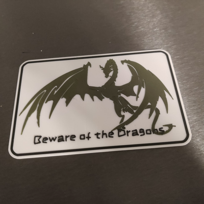 beware of dragons sign by cv6channel art 2d dragon makemysign 3d print model - Mito3D