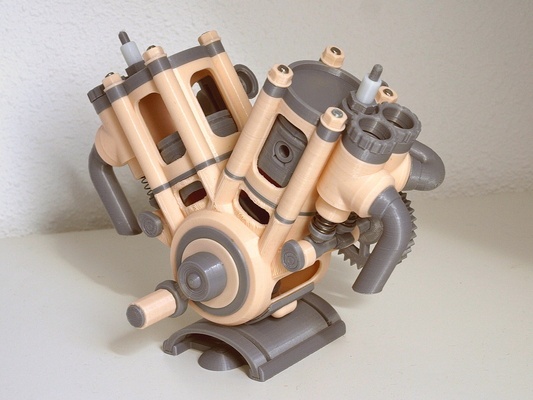 4 carrera cabeza plana v twin motor by barquero educación ingenieria 3d print model - Mito3D
