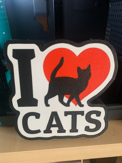 i aşk kediler led by gare sb sanat işaretler logolar 3d print model - Mito3D
