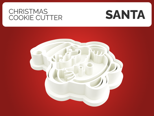 santa christmas cookie cutter by johny3d hobby & diy cutters cookiecutter cookiecutters 3d print model - Mito3D
