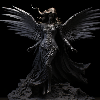 guardian of twilight veil - hueforge art by sduppleganger 2d 2dart fantasy dungeon dragons angel dark character 3d print model - Mito3D