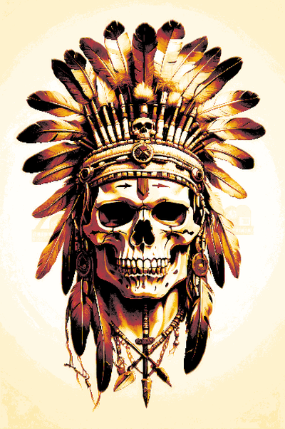 ancestors - respect land past by mclanesmemories art 2d hueforge indian headdress skull 3d print model - Mito3D