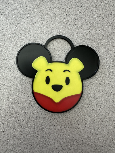 winnie pooh mickey ears ornament zipper pull by 3d imagineer household decor christmas decoration winniethepooh disney multi colo color print printing mickeymouse mickeymousechristmas zipperpull backpack 3d print model - Mito3D
