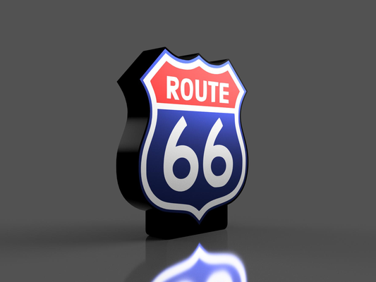 route 66 lightbox by scubafan hobby & diy electronics led box light usa route66 lamp art accessory 3d print model - Mito3D