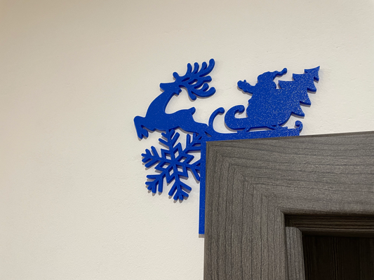 navidad puerta podar papa noel trineo by krookr casa decoración ornamento decorativo reno copo nieve 3d print model - Mito3D