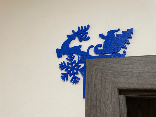 weihnachten tür trimmen santa schlitten by krookr haushalt dekor ornament dekorativ rentier schneeflocke 3d print model - Mito3D