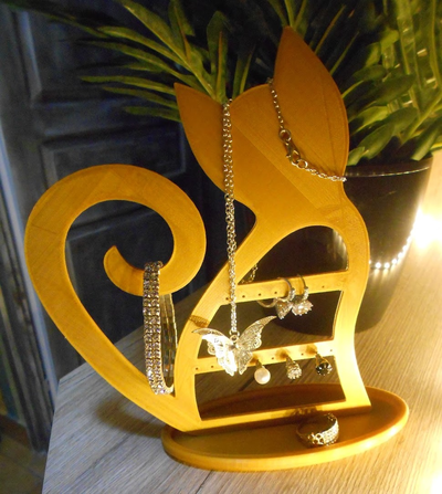kitten jewelry holder stand by ladamtla tools organizers organizer cat kitty jewelery gold animal 3d print model - Mito3D