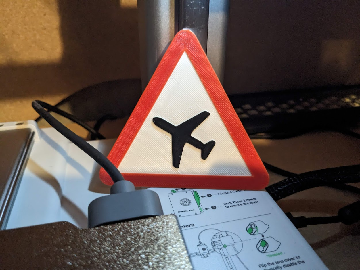 plane warning sign achtung flugzeug schild remixed by steelcroissant household decor airplane airplanes deco decoration planes 3D print model - Mito3D