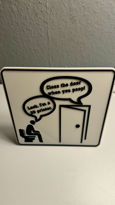 3d impressão by habituado arte sinais logotipos cocô peidar toalete placa popular engraçado sinal alerta to aviso atenção piada brincando ri makerlab criador bambu 3d print model - Mito3D