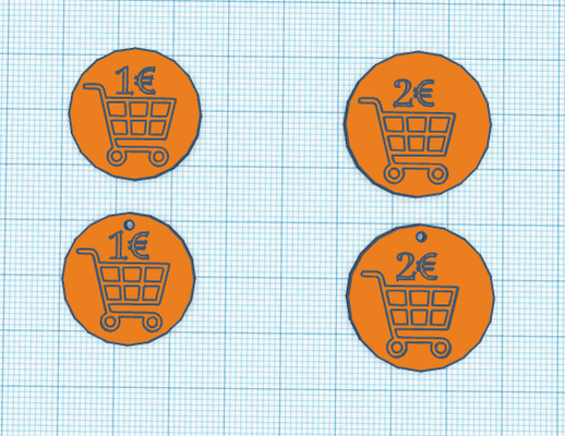 euro coin shopping cart trolley by andrestadler household house models supermarket 3d print model - Mito3D