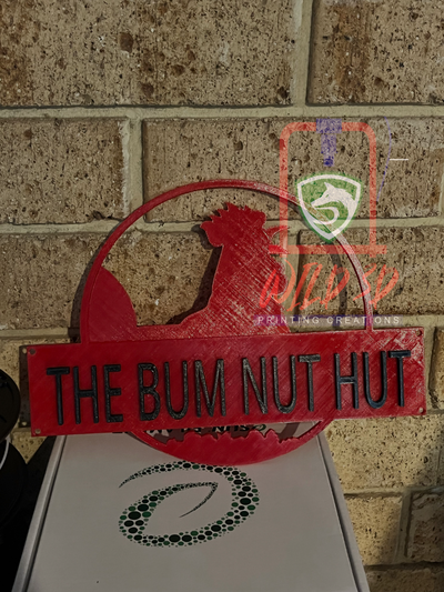 bum nut hut chicken sign by primewelder art signs & logos 3d print model - Mito3D