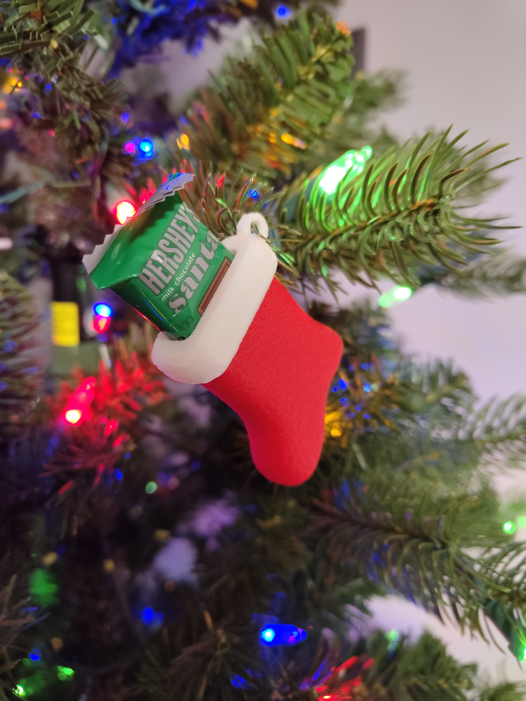 strumpf baum ornament by lecker haushalt feierlichkeiten weihnachten süßigkeiten stock fahrbahn halter unterstützung 3D print model - Mito3D