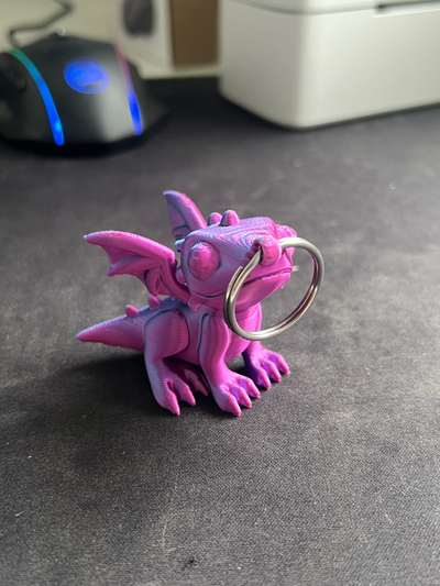 cute dragon keychain remixed by lil ppj miniatures animals animal 3d print model - Mito3D