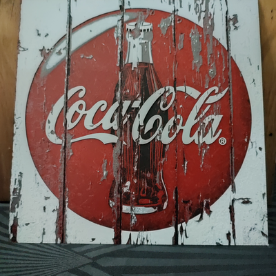 4 color forge chapeaux coca cola signe bois peindre peeling by vdh 1983 art 2d cola coca 3d print model - Mito3D