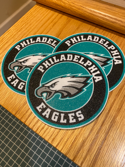 philadelphia eagles coaster set of 4 by cybr3d hobby & diy sport outdoors beer soda party football sports 3d print model - Mito3D