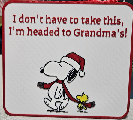 snoopy peanuts christmas sign grandma fun by 3d prints week art signs & logos charlie brown holiday santa mimi funny silly contest multicolor color swap dog cartoon special woodstock 3d print model - Mito3D