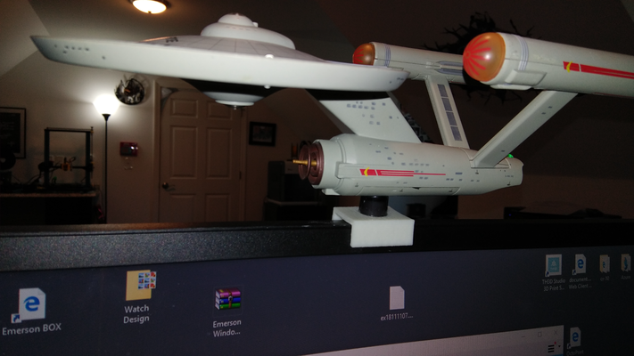 monitor mount star trek ship legend series by maker dave art models enterprise clip base 3d print model - Mito3D