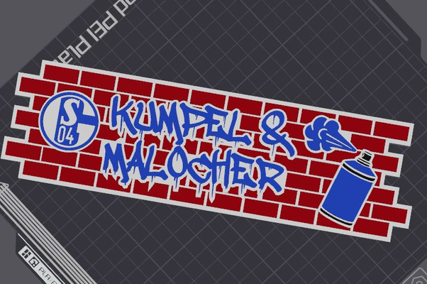 schalke 04 graffiti logo by 5kyrunn3r art signs & logos bundesliga fussball sign ultras ruhrpott ams ready 3d print model - Mito3D