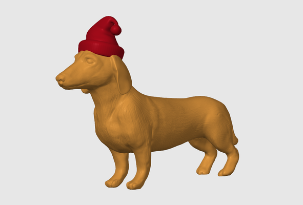 dachshund christmas hat by wikiwada household festivities dog 3d print model - Mito3D