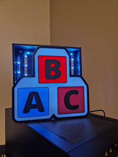 abc blocs gamins boite lumière by 3dgifts be art panneaux logos logo 3d print model - Mito3D