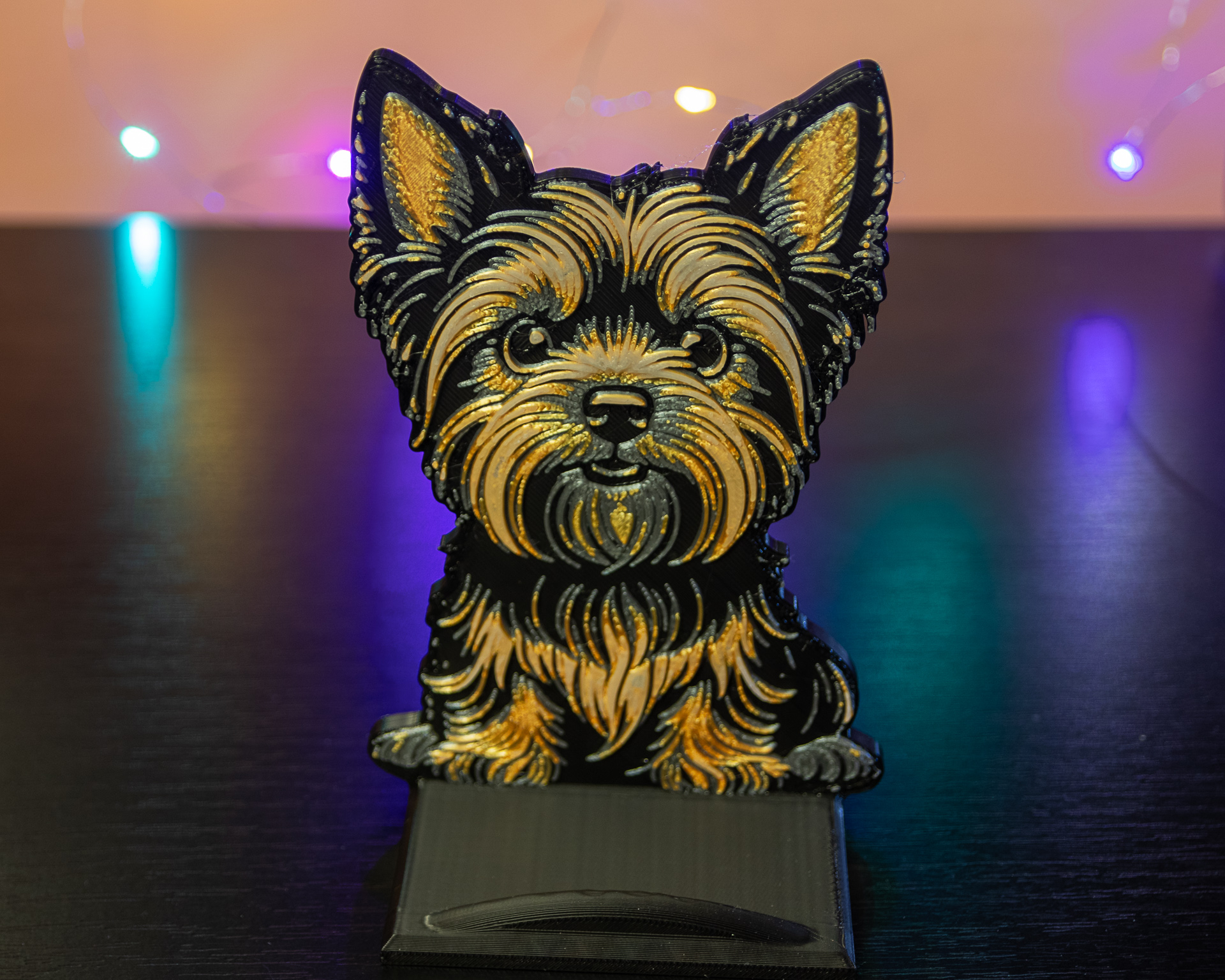 yorkshire terrier phone holder by ptesza household house models ai art hue forge hueforge color 3D print model - Mito3D