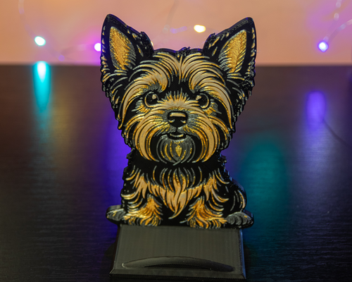 yorkshire terrier phone holder by ptesza household house models ai art hue forge hueforge color 3d print model - Mito3D