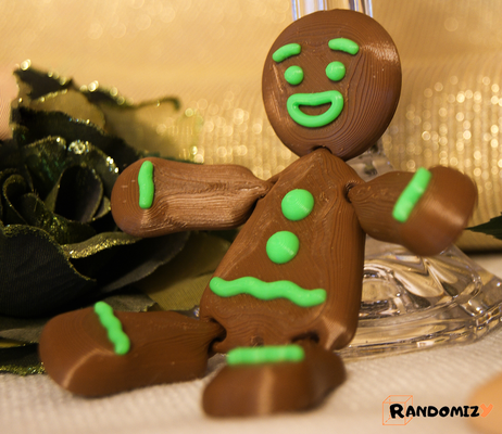 flexi gingerbread man by randomizy toys & games characters flexible flex articulated printinplace print in place christmas xmas decoration decor nosupport cute toy holiday ornament keychain fidget gift 3d print model - Mito3D
