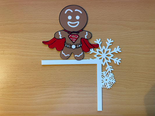 gingerbread superman - christmas door corner by mailiou household festivities 2023 xmas decor homedecor art snow snowflake tree gift man 3d print model - Mito3D