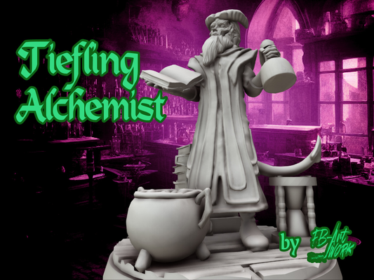 dnd miniature tiefling alchemist by fb-artwork miniatures people mini dndmini dndminiature 3d print model - Mito3D