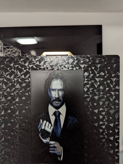 keanu reeves hueforge by papa emeritus iv art 2d hue forge john wick multi colo color print printing layer change contest 3d print model - Mito3D